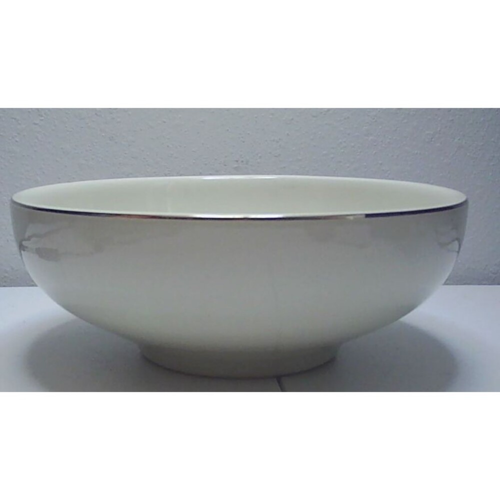 Vtg Universal Potteries Ballerina 9.5" bowl white Platinum 22 carat trim MCM